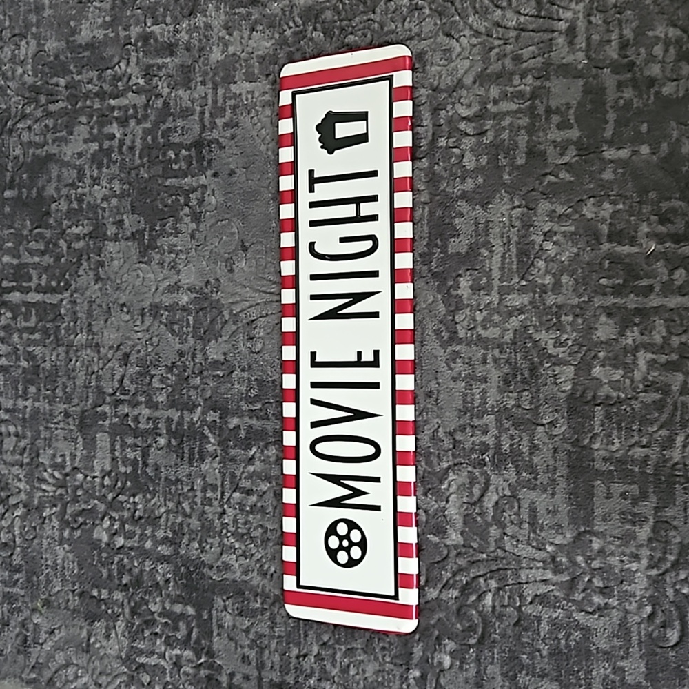 Movie night metal sign